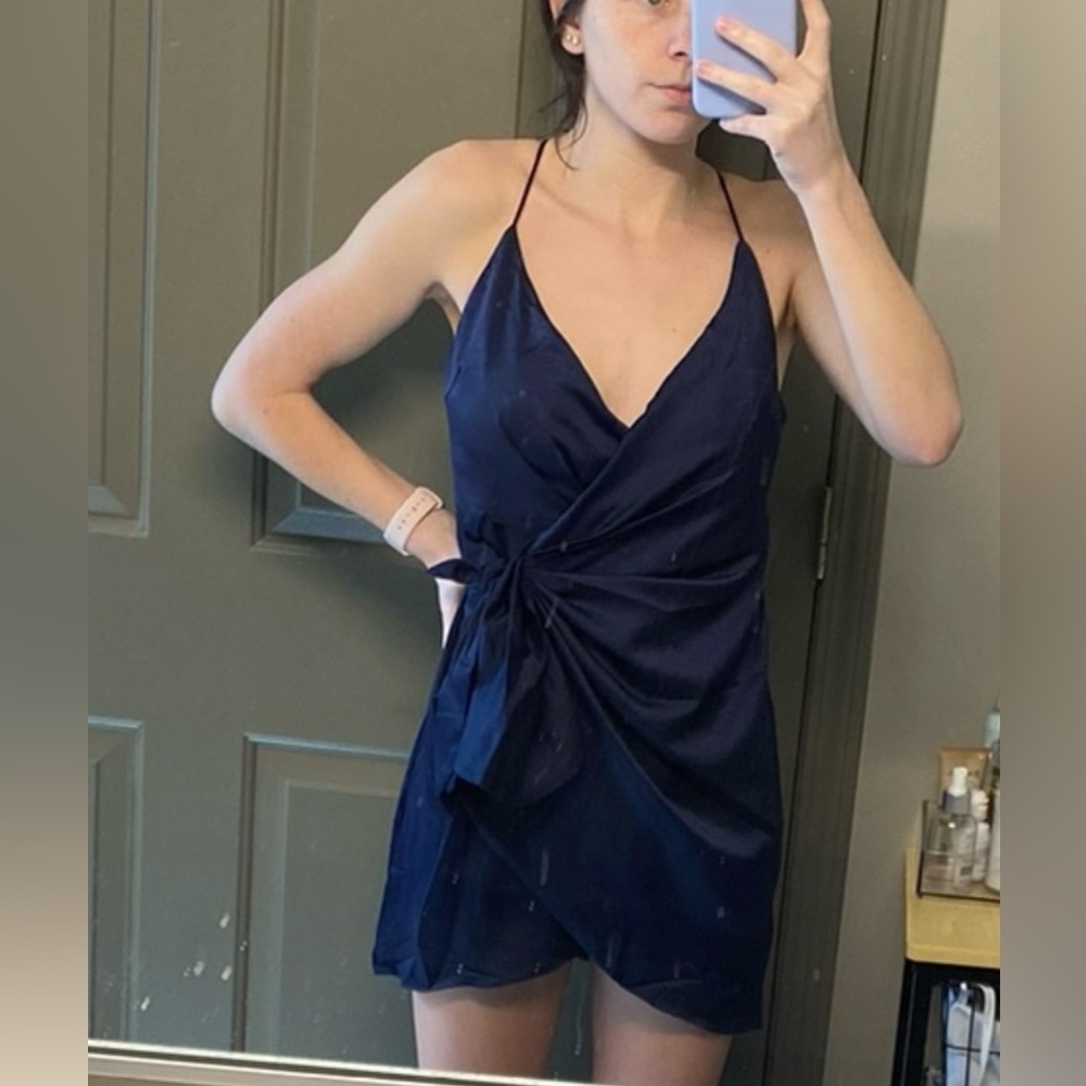 Elegant Navy Wrap Dress